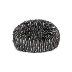 Faux fur beanbag | Black faux fur embroidered beanbag | Beanbags | MX HOME