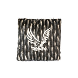 Faux fur cushion | Black faux fur embroidered cushion | Kissen | MX HOME