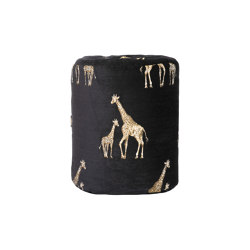 Velvet ottoman | Black velvet stool with embroidered giraffes | Tabourets | MX HOME