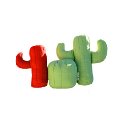 Coussin Extérieur Coloré | Lot de 3 coussins extérieur cactus vert et rouge | Home textiles | MX HOME