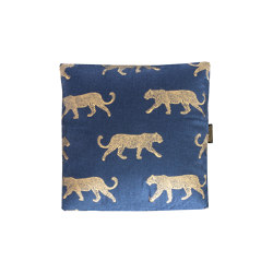 Velvet cushion | Cotton panther cushion - Blue and Gold | Coussins | MX HOME