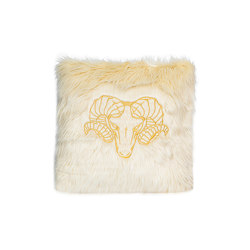 Faux fur cushion | Embroidered faux fur cushion Cream | Cushions | MX HOME