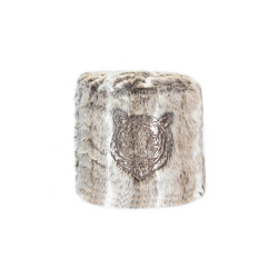 Faux fur beanbag | Embroidered faux fur stool - Brown | Stools | MX HOME
