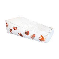 Tumbona de exterior flotante | Tumbona de exterior flotante color blanco con bordados naranja | Tumbonas | MX HOME