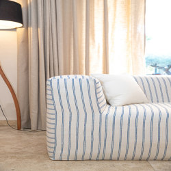 Indoor modular sofa | Modular corner sofa - Removable cover 5/6 seater - Striped linen | Sofas | MX HOME