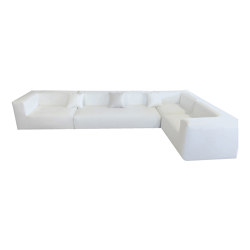 Indoor modular sofa | Modular corner sofa - Removable cover 5/6 seater - White cotton | Canapés | MX HOME