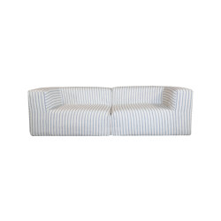 Indoor modular sofa | Modular sofa - Removable cover 3 seater - Striped Linen | closed base | MX HOME