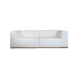 Indoor modular sofa | Modular sofa - Removable cover 3 seater - Washed cotton with fringe | Divani | MX HOME