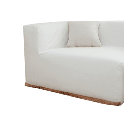 Canapé Intérieur | Chauffeuse pour canapé modulable - Coton lavé blanc + Franges | Modular seating elements | MX HOME