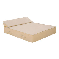 Foam sunbed | Outdoor foam bed - 2 people - beige "raffia effect" | Tumbonas | MX HOME