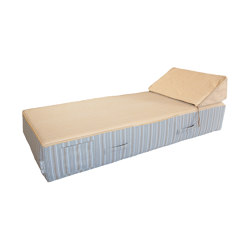 Outdoor-Bett | Außenbett aus Schaumstoff gestreifter 1 Sitzer, bast-effekt | Sonnenliegen / Liegestühle | MX HOME