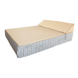 Outdoor-Bett | Außenbett aus Schaumstoff gestreifter 2 Sitzer, bast-effekt | Sonnenliegen / Liegestühle | MX HOME