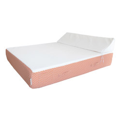 Outdoor-Bett | Außenbett aus Schaumstoff 2 Sitzer, weiß und orange | Sonnenliegen / Liegestühle | MX HOME