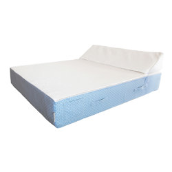 Outdoor-Bett | Außenbett aus Schaumstoff 2 Sitzer, weiß und blau | Sonnenliegen / Liegestühle | MX HOME