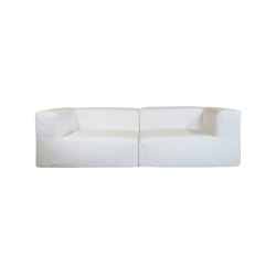 Outdoor sofa | Outdoor modular sofa - Removable cover 3 seater - White cotton | Sofas | MX HOME