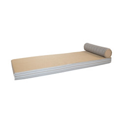 Foam sunbed | Outdoor reversible mattress recto striped & verso raffia - Single | Sun loungers | MX HOME