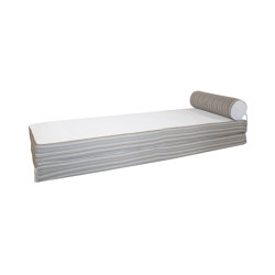 Foam sunbed | Outdoor reversible mattress recto striped & verso white - Double | Sun loungers | MX HOME