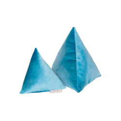Kissen aus Samt | 2er-Set Pyramidenkissen aus cyanblauem Samt | Kissen | MX HOME