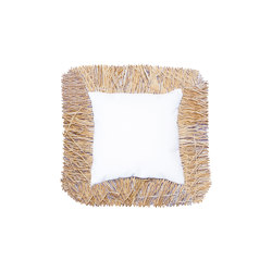 Coussin Extérieur Raffia | Coussin carré blanc à frange | Home textiles | MX HOME