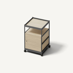 Beside Mid Frame, 1 Pc Cabinet, 1 Pc Shelf Anthracite/Oak | Pedestals | MIZETTO
