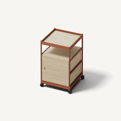Beside Mid Frame, 1 Pc Cabinet, 1 Pc Shelf Copper Brown/Oak | Shelving | MIZETTO