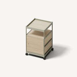 Beside Mid Frame, 1 Pc Cabinet, 1 Pc Shelf Forest Green/Oak | Étagères | MIZETTO