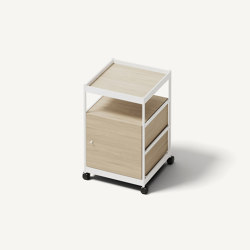 Beside Mid Frame, 1 Pc Cabinet, 1 Pc Shelf Signal White/Oak | Étagères | MIZETTO