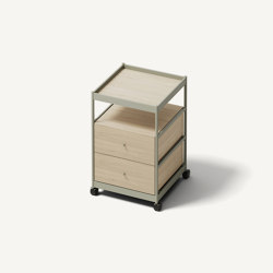 Beside Mid Frame, 2 Pcs Drawer 1 Pc Shelf Forest Green/Oak | with drawers | MIZETTO