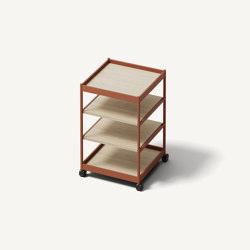 Beside Mid Frame, 4 Pcs Shelves Copper Brown/Oak | Scaffali | MIZETTO