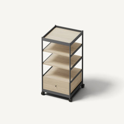 Beside Tall Frame, 1 Pc Drawer, 3 Pcs Shelves Anthracite/Oak | with drawers | MIZETTO