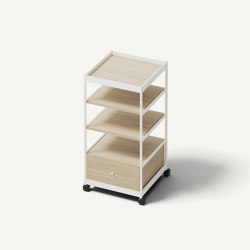 Beside Tall Frame, 1 Pc Drawer, 3 Pcs Shelves Signal White/Oak | Étagères | MIZETTO