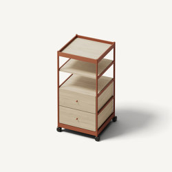 Beside Tall Frame, 2 Pcs Drawers, 2 Pcs Shelves Copper Brown/Oak | Pedestals | MIZETTO