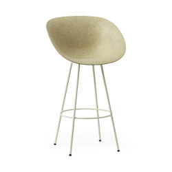 Mat Barstuhl mit Armlehne 75 cm Creme stahl - Hanffasern | Barhocker | Normann Copenhagen