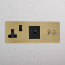 2G Toggle + USB A+C Fast Charge + Single Socket | Combinación interruptor / enchufe (Schuko) | Corston Architectural Detail