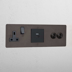 2G Toggle + USB A+C Fast Charge + Single Socket | Switches with integrated sockets (Schuko) | Corston Architectural Detail