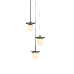 Orbit | Pendant - 3 Drop Grouping - Green Marble | Suspensions | J. Adams & Co