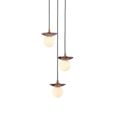 Orbit | Pendant - 3 Drop Grouping - Red Marble | Suspended lights | J. Adams & Co