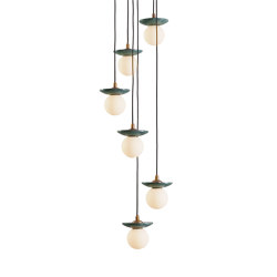 Orbit | Pendant - 6 Drop Grouping - Green Marble | Pendelleuchten | J. Adams & Co