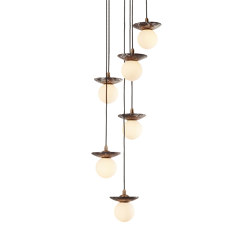 Orbit | Pendant - 6 Drop Grouping - Red Marble | Lampade sospensione | J. Adams & Co