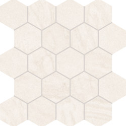 Varana Stone Mosaico Hexagon Cross Cut White | Natural stone mosaics | EMILGROUP