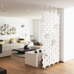 Facet hanging room divider 136 x 226cm in White | Sound absorbing room divider | Bloomming