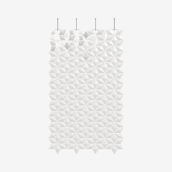 Separador de habitación colgante Facet 136 x 226 cm Blanco | Sound absorbing room divider | Bloomming