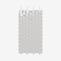 Separador de habitación colgante Facet 136 x 246 cm Gris Perla | Sound absorbing room divider | Bloomming