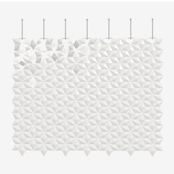 Separador de habitación colgante Facet 238 x 187 cm Blanco | Sound absorbing room divider | Bloomming