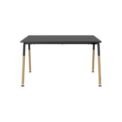 Relax | Work Table with Wooden Legs - Table Top in Melamine Raven Black | Desks | Neudoerfler