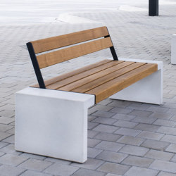 Woody | Bench with Backrest | open base | VPI Concrete