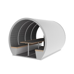 8 Person Part Enclosed Outdoor Pod | Sound absorbing architectural systems | The Meeting Pod