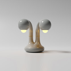 Table Lamp 2-Globe 12” Gloss Moon Grey | Lámparas de sobremesa | Entler