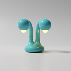 Table Lamp 2-Globe 12” Gloss Sky Blue | Lámparas de sobremesa | Entler