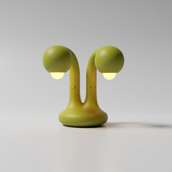 Table Lamp 2-Globe 12” Matte Chartreuse | LED lights | Entler